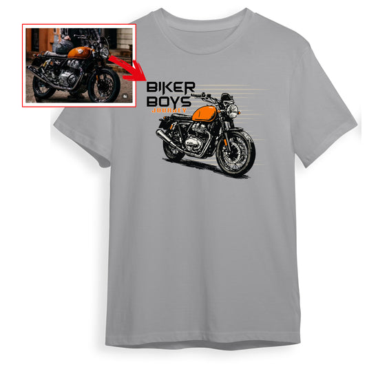 bikerboysjourney - GREY Custom Designed ROUND NECK TSHIRT