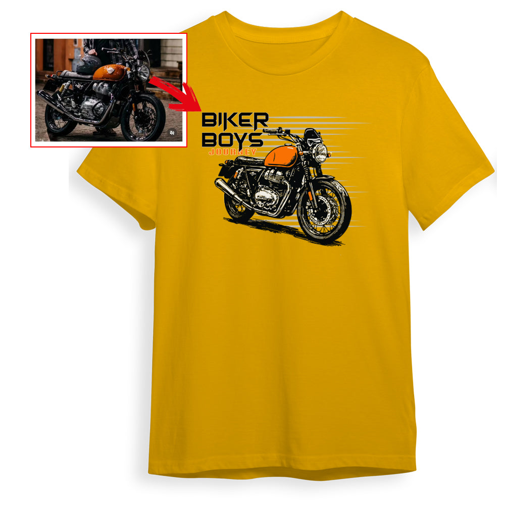 bikerboysjourney - YELLOW Custom Designed ROUND NECK TSHIRT