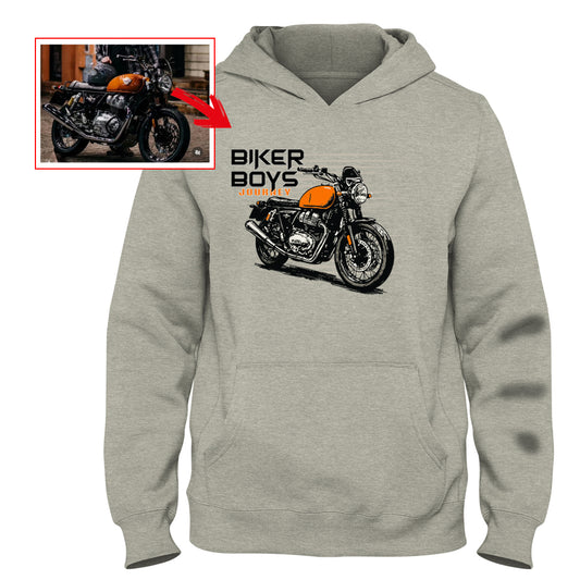 bikerboysjourney - LIGHT GREY Custom Designed HOODIE