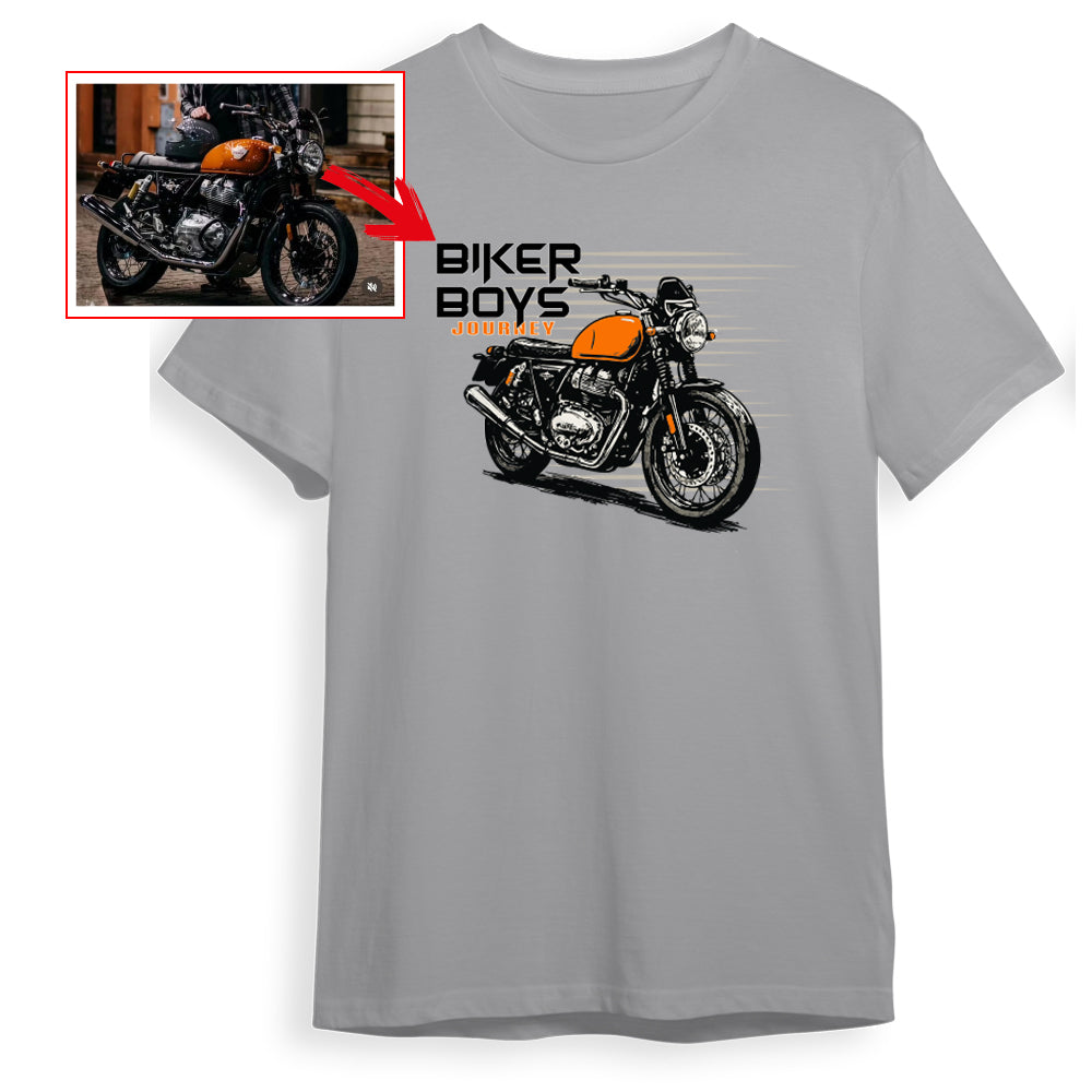 bikerboysjourney - GREY Custom Designed ROUND NECK TSHIRT