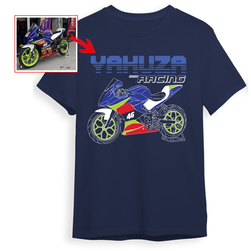 yakuzaracingindia - NAVY BLUE Custom Designed ROUND NECK TSHIRT