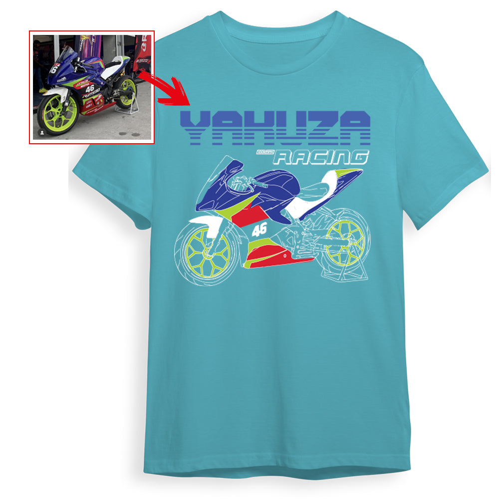 yakuzaracingindia - OCEAN BLUE Custom Designed ROUND NECK TSHIRT